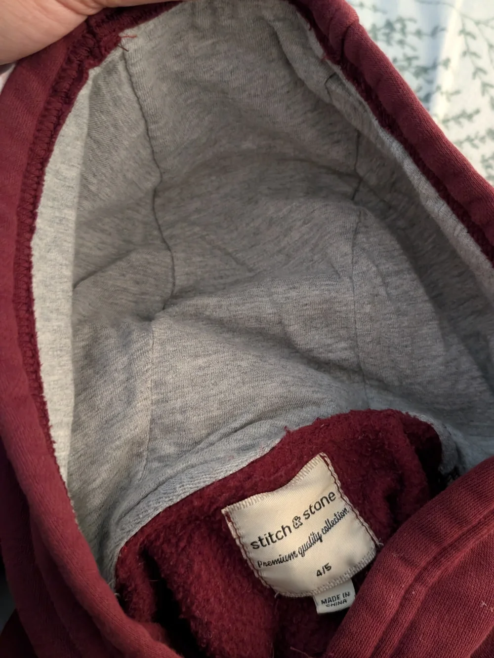 Stitch & Stone Maroon Hoodie with Gray Lining